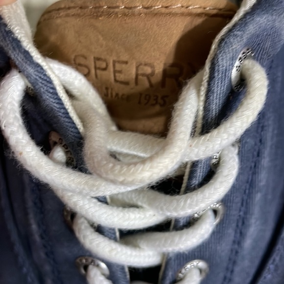 Men's Sperry Striper Top Sider Navy Canvas Boat Shoes Size 12W - Picture 5 of 7